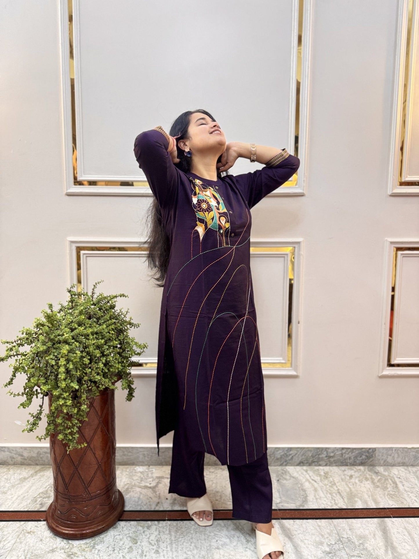 Off-White Self-Check Cotton Kurta Set with Dupatta - Brisora, view 8 of 8