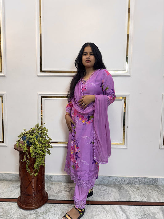 Wine Kurta Set with Bird Motif Embroidery - Brisora, view 1 of 9